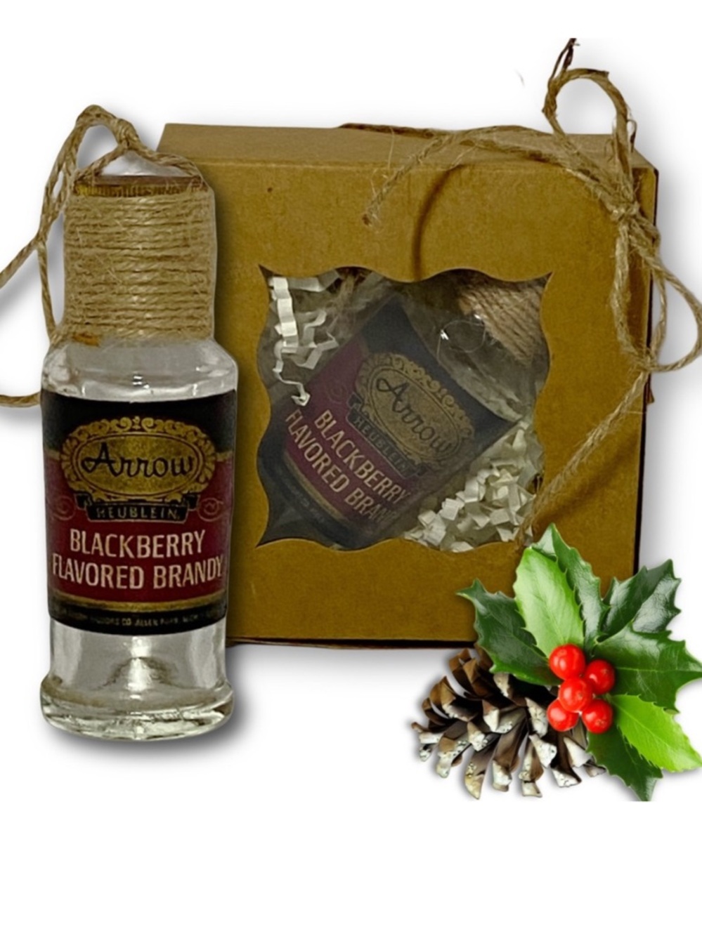 Arrow Blackberry Flavored Brandy Artisan Vintage Miniature Glass Bottle Ornament